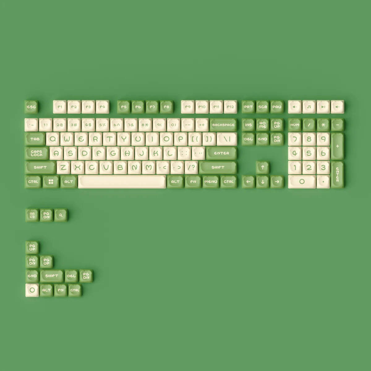 Keycaps — PBT - Akko - OEM - Matcha Bear - 122 sztuk