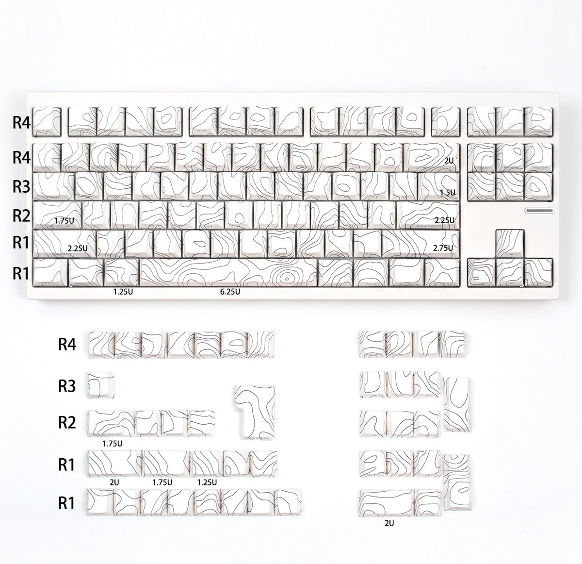 Keycaps — PBT - Cherry - Side Print - Contour White